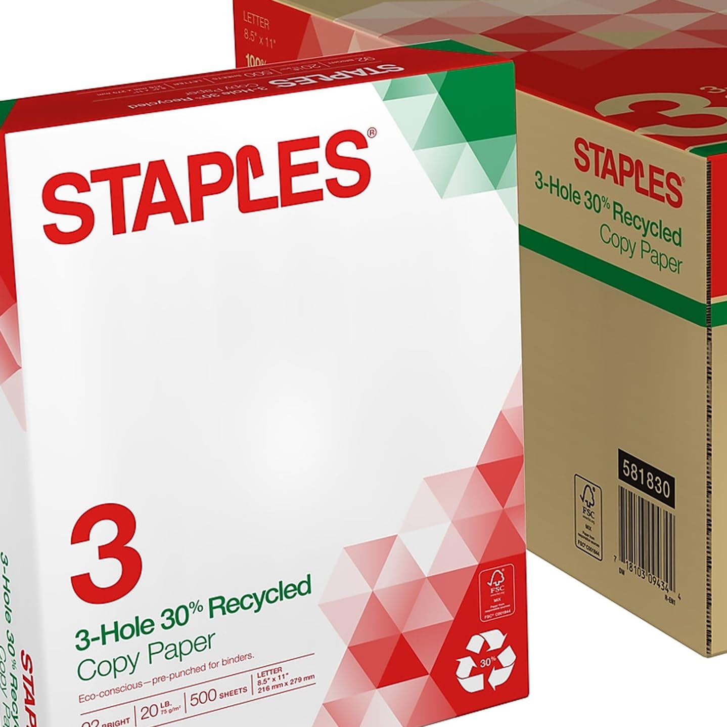 Amazon.com : Staples Recycled 8.5 x 11-Inch, 3-Hole Punched Copy